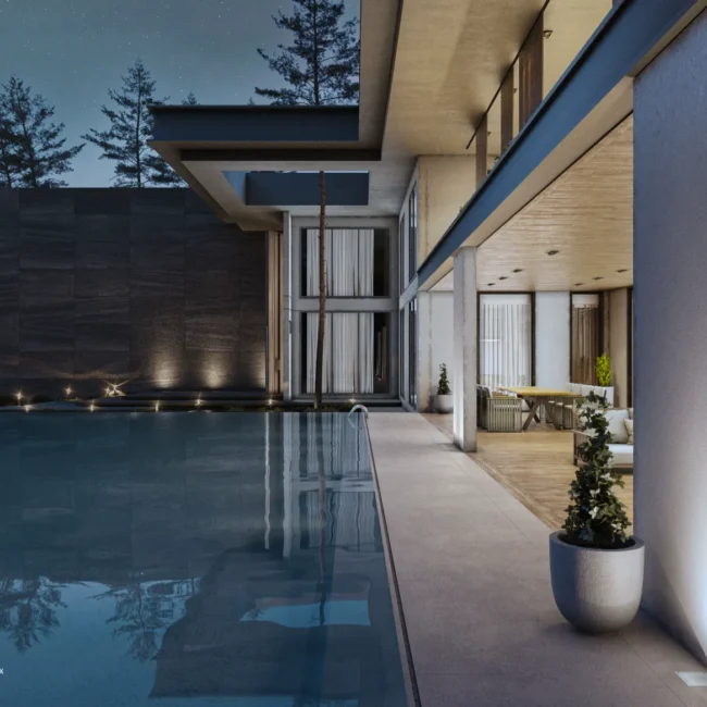 2023-Modern Villa Exterior Design-Night (12)