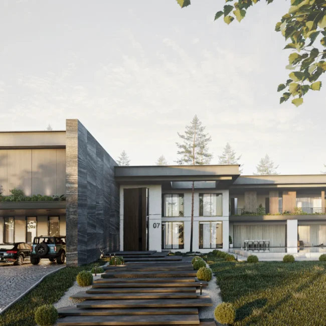 2023-Modern Villa Exterior Design - Sunrise (6)